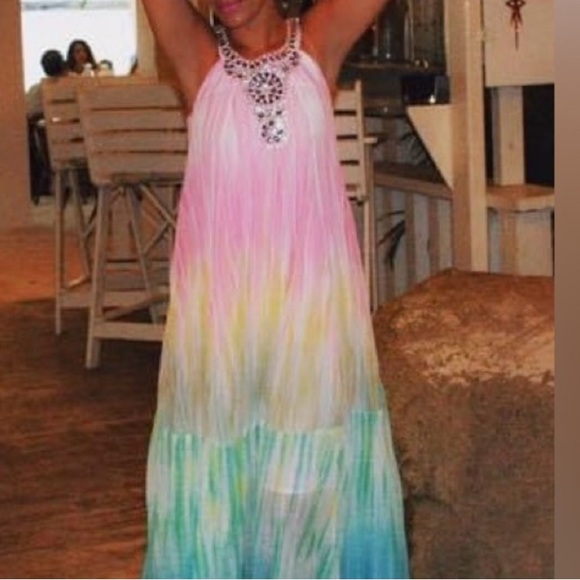 BCBGMAXAZRIA
Rhinestone Collar
Multi Color Maxi Dress - Picture 8 of 8